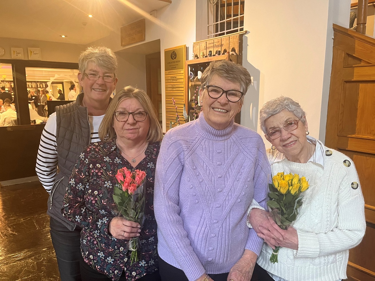Relatives reunited at Lancaster House - (left to right) cousins Pen (59) Gail (68) Jackie (85) & Gail's sister Ellen (79) NEC