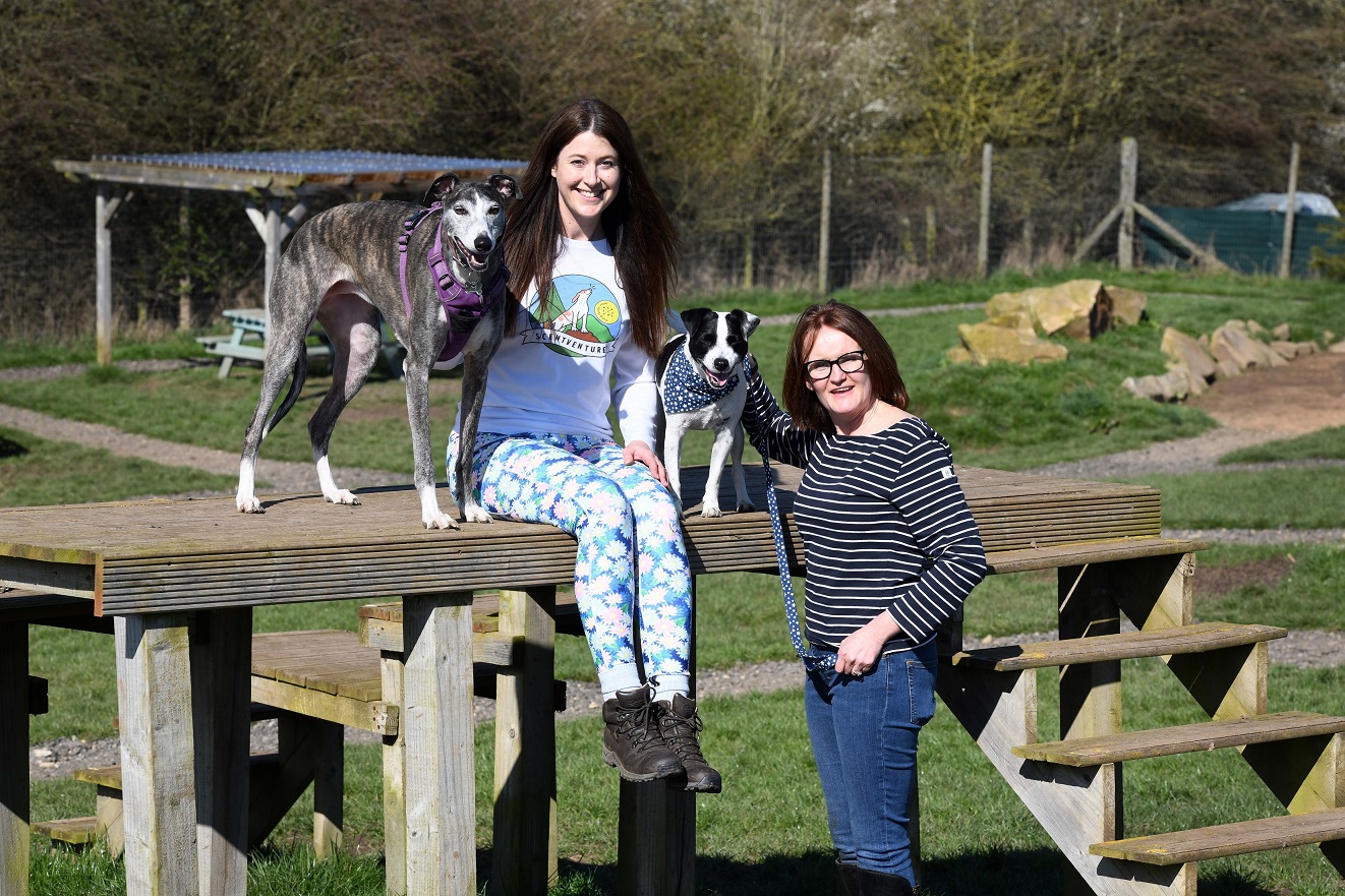 Pic 1 - Katie Guastapaglia (left) with dog Jess, and Rachel Spencer (right) with Patch RESIZED