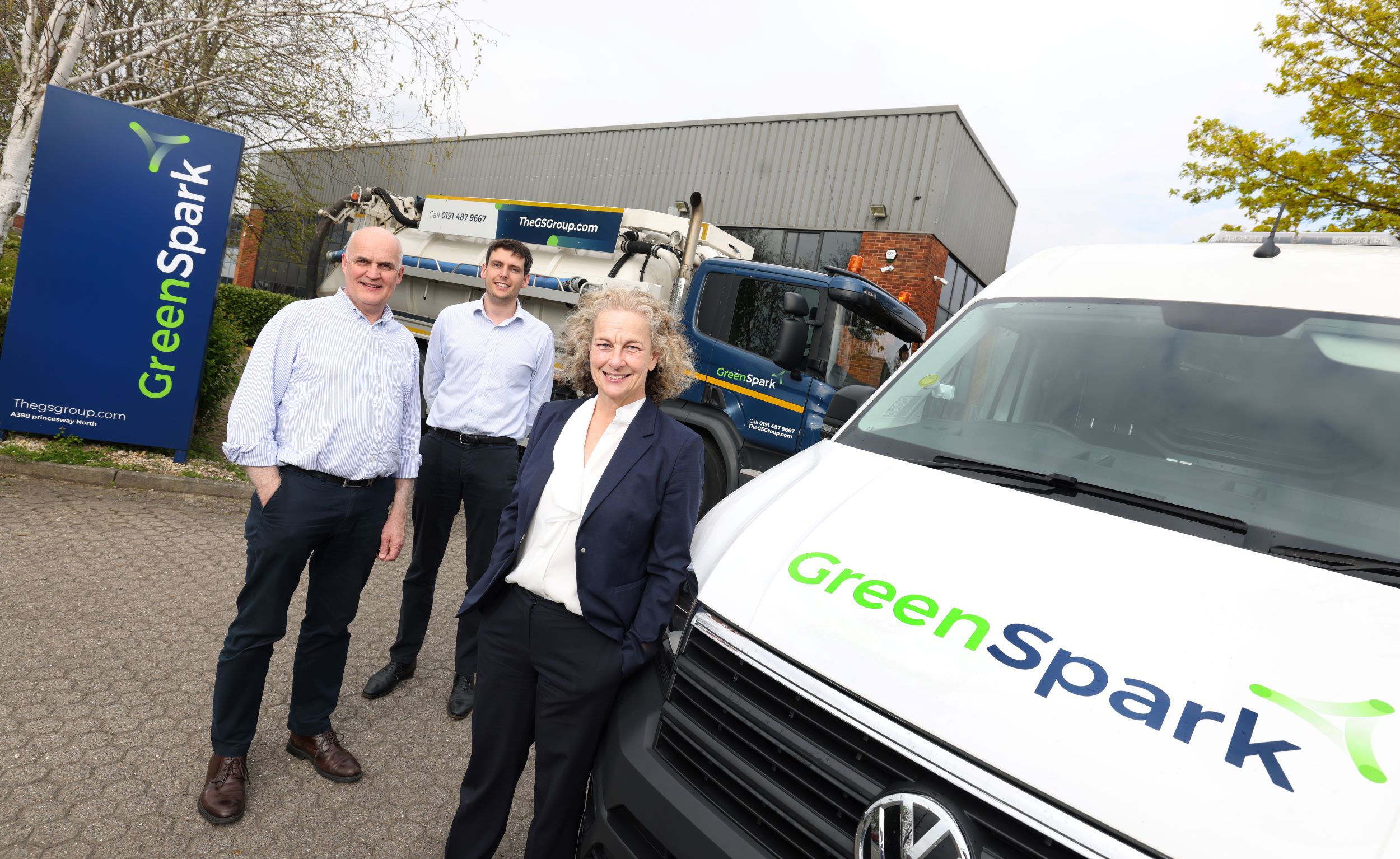 (from left) Green Spark Utility Services directors Chris Harrison and Pete Flanagan with Jane Siddle of NEL Fund Managers