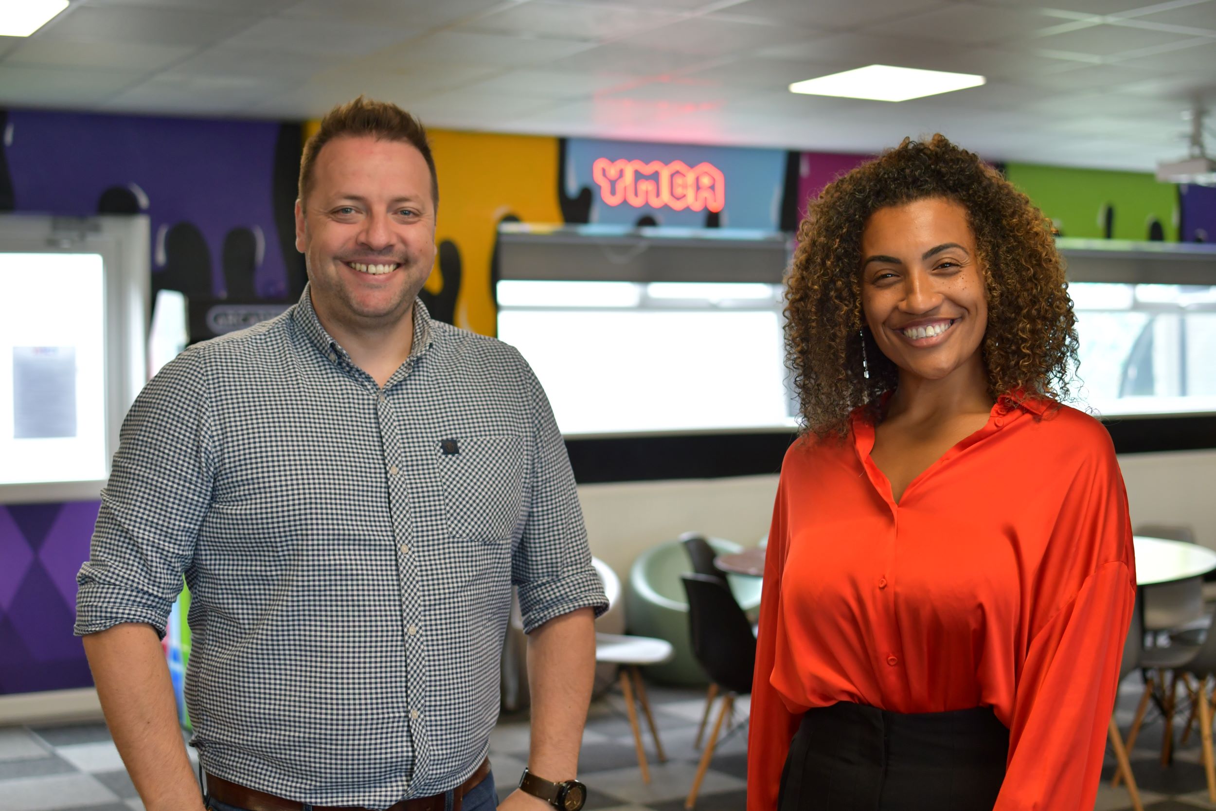 Rob Cox, CEO of YMCA Northumberland, with Jamilah Hassan, community relations manager at the Banks Group