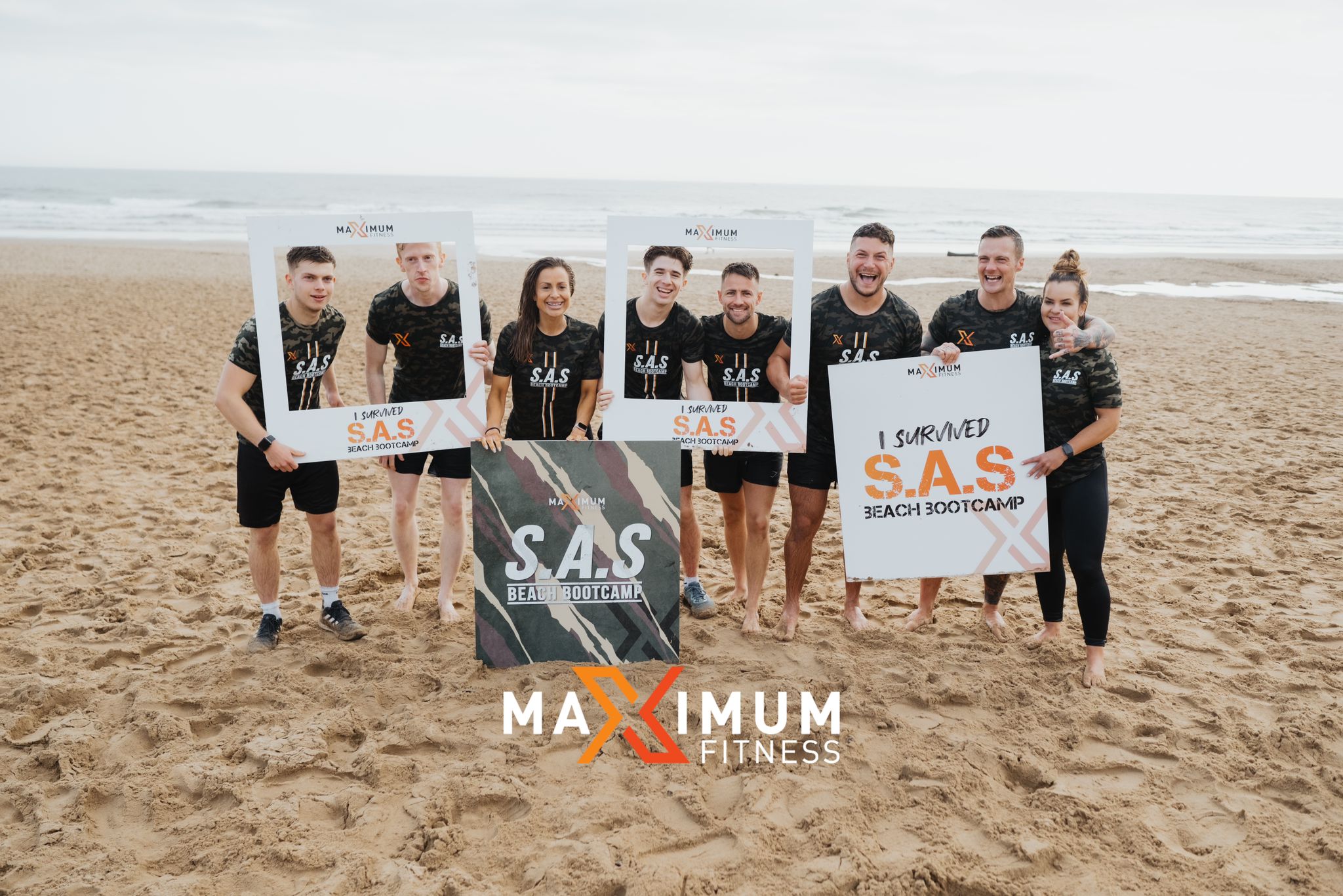 Participants at Maximum Fitness S.A.S Charity Beach Bootcamp for Feeding Families.