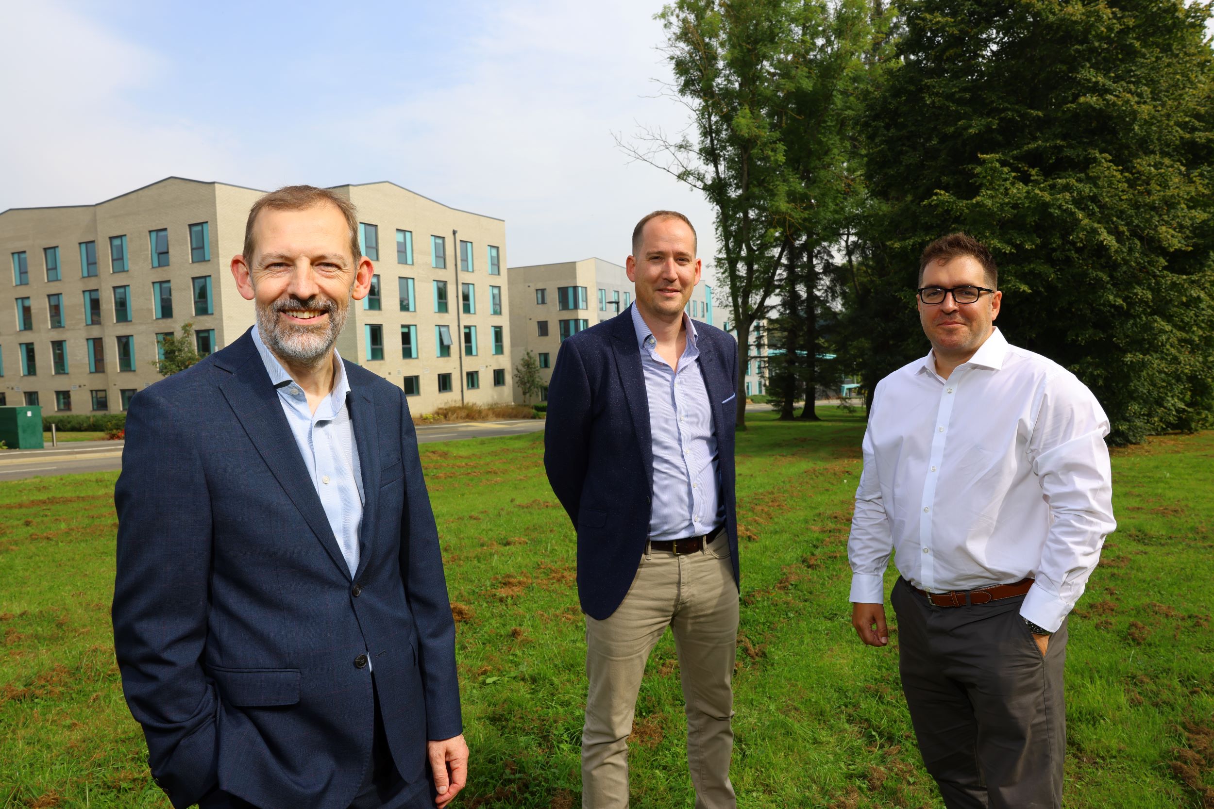 (from left) John Ruddick, senior property development manager at Banks Property, with Torsion Care's development director Ian Ward and senior land manager James Baker