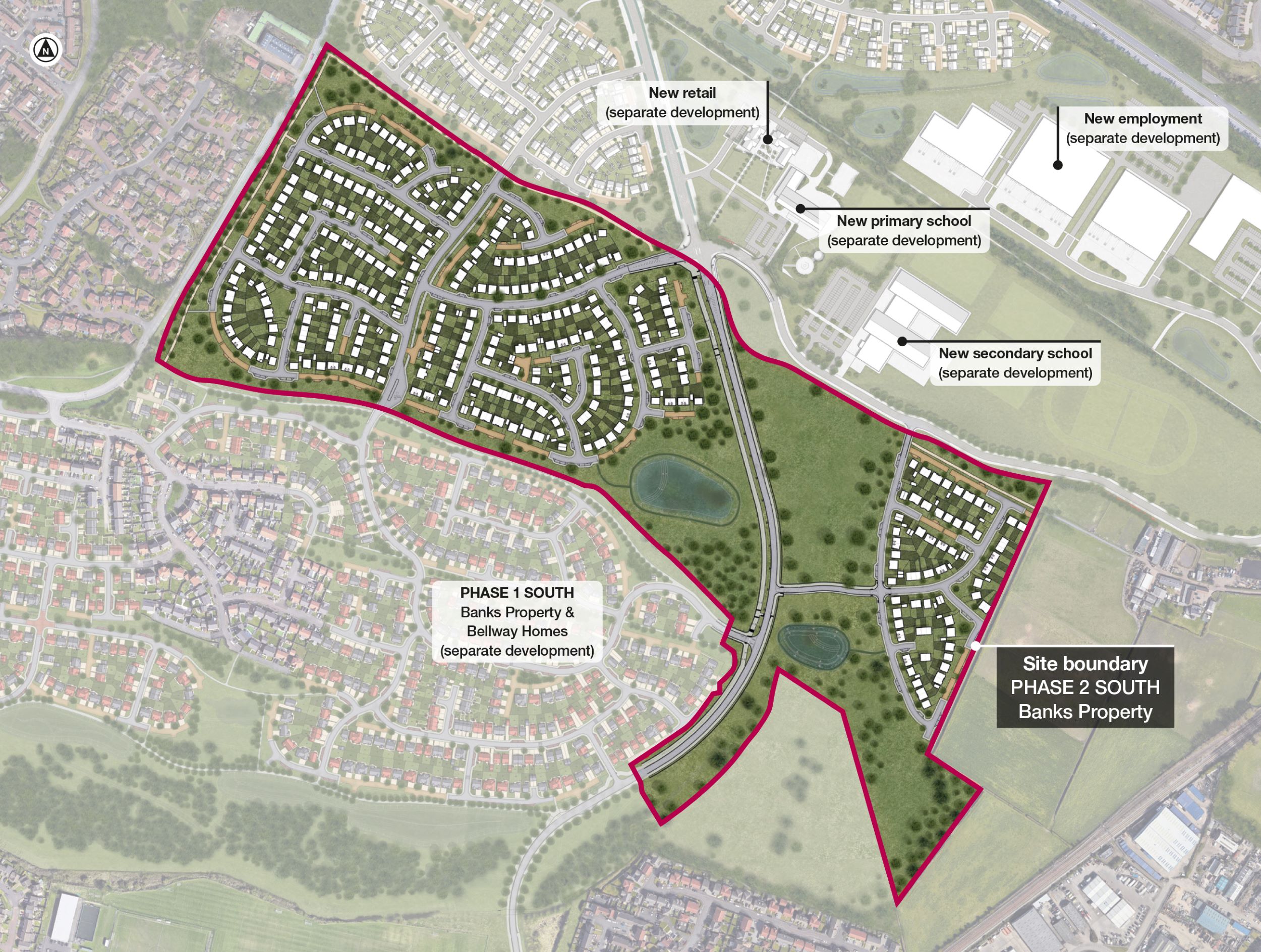 An indicative masterplan of phase two of the Killingworth Moor development