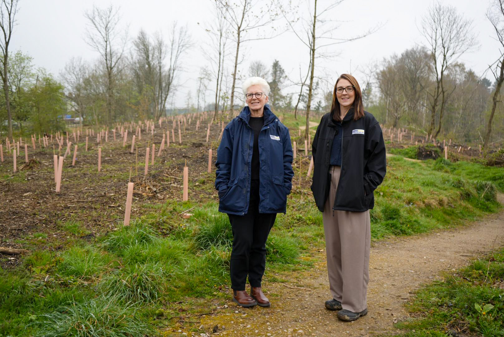 Kate Culverhouse and Louise Harrison of the Banks Group at the Oakenshaw Wildlife Reserve