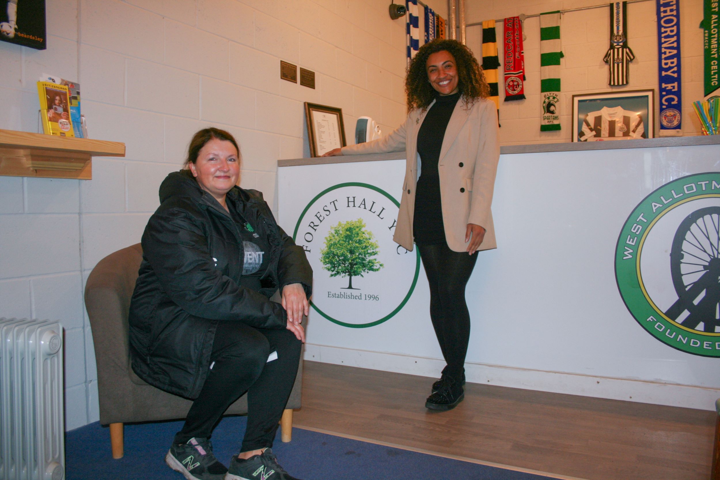 Samantha Corbett of Forest Hall Young Peoples Club with Jamilah Hassan of the Banks Group