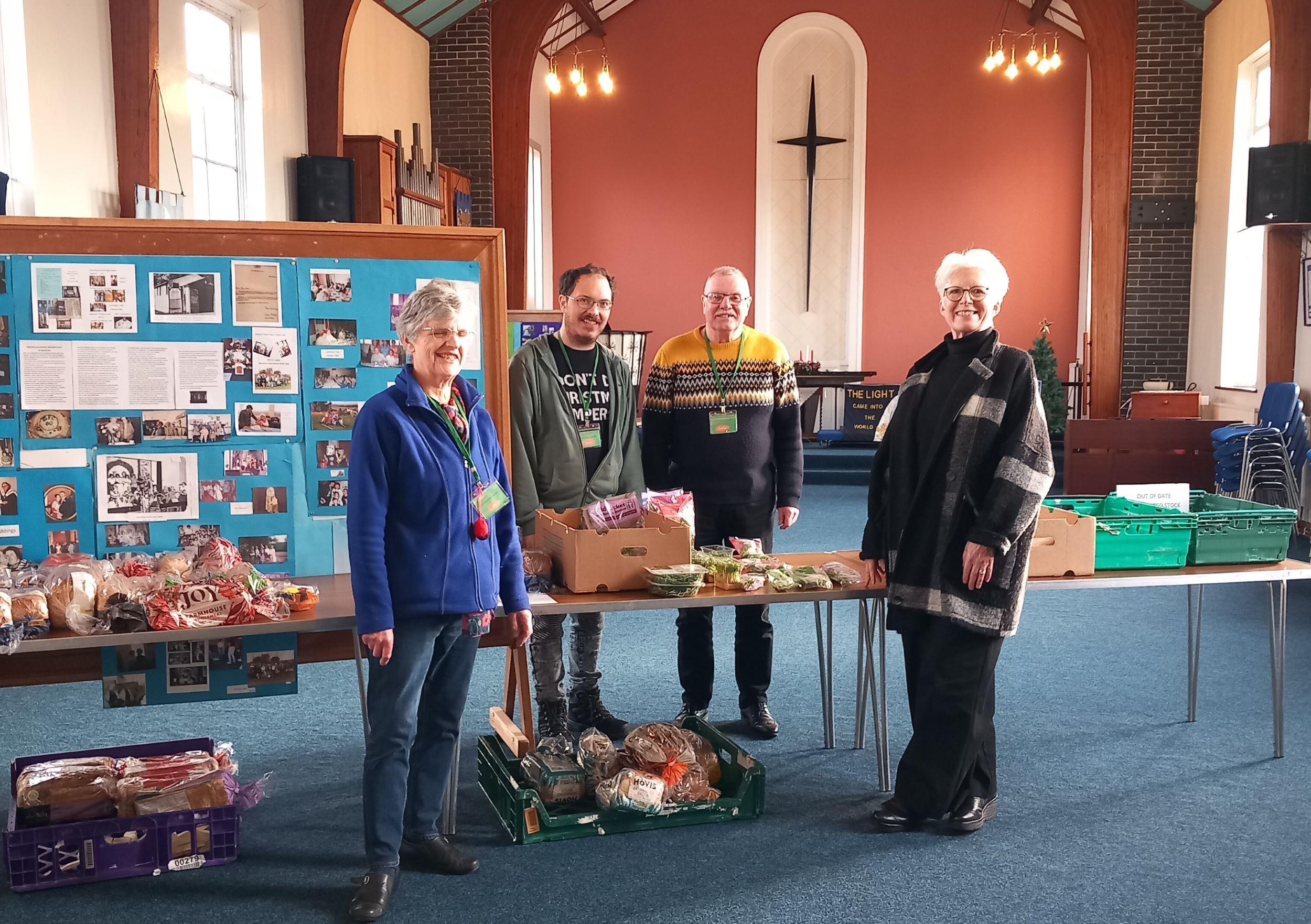 (from left) Gillian Carr,  David Carr and Tommy Maltby of St Andrew's community larder project with Kate Culverhouse of the Banks Group