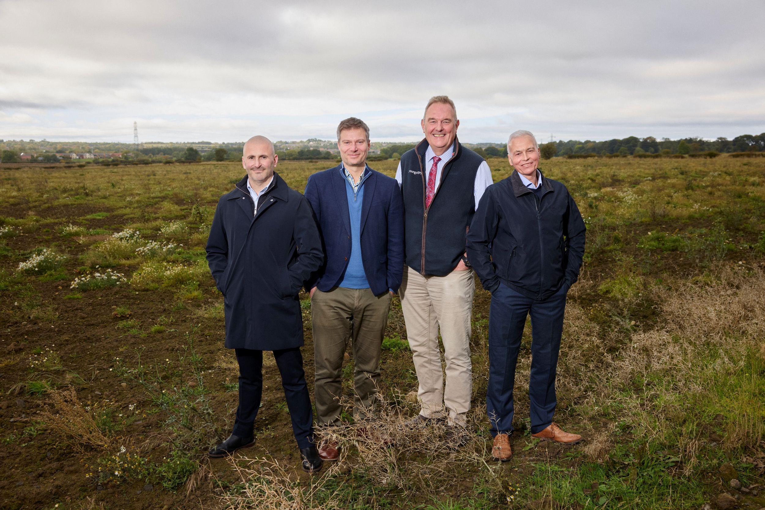 (from left) Ryan Lincoln, regional managing director, Miller Homes; Mark Dickenson, development director, Banks Property; Graeme Bruce, managing director, youngsRPS; and Steve Errington, managing director, Stonebridge Homes