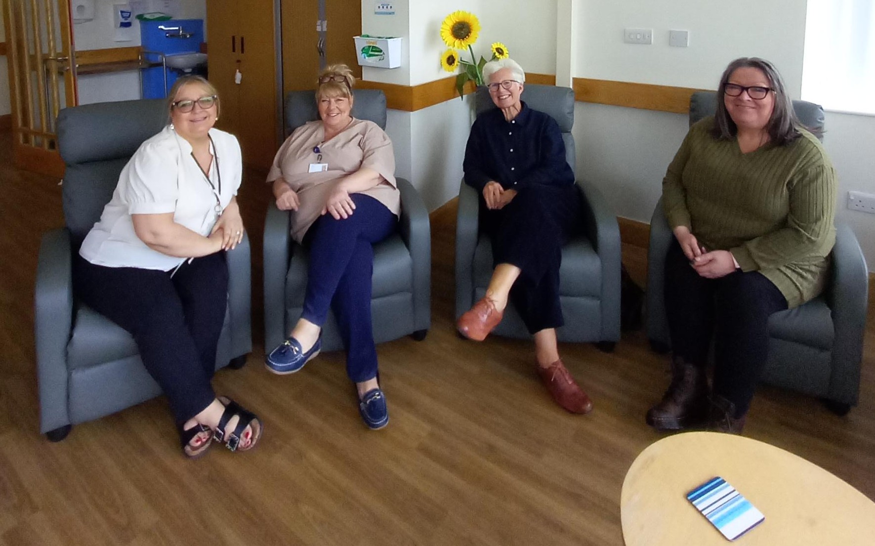(from left) Butterwick Hospice's head of family support, Dianne McKenzie, healthcare assistant Karen Dodds, Kate Culverhouse of the Banks Group and volunteer counsellor Elaine Frost